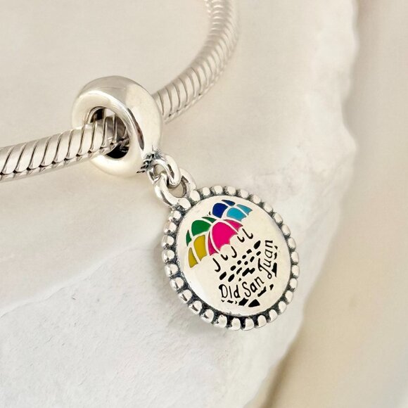 Pandora Old San Juan umbrella Dangle S925 Silver Charm - Picture 1 of 4